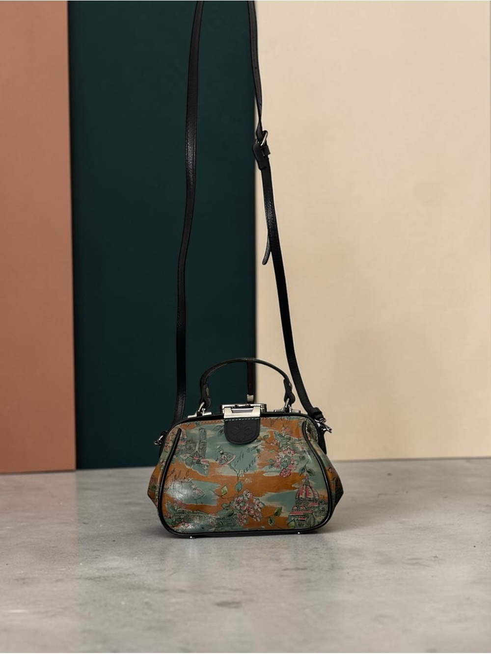 Patricia Nash Beautiful Girl Antica Mini Frame Satchel Leather Crossbody Bag